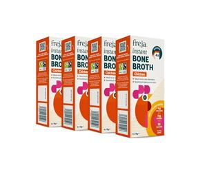 Freja Instant Chicken Bone Broth | Chicken | 100% Natural | Rich in Collagen, Protein & Amino Acids | Dairy & Gluten Free, 4 boxes (4 x 15g Sachets Per Box)