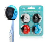 Frekare Helmet Toothbrush Covers Caps, Fits Most Manual and Electric Toothbrushes, 4 Count (White, Black, Blue, Red)