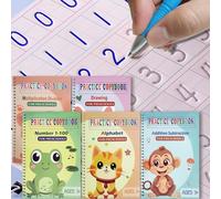 FREKNOW Magic Grooved Practice Copybook 5 Pack With Pens, Groove Reusable Magical Handwriting Workbooks, Tracing Letters Numbers, Kindergarten Sight Words for Kids Ages 3-8 Preschool(5books+Pens）