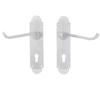Frelan Epsom Satin Chrome Lock Door Handles 170 x 40mm