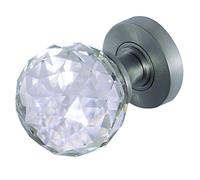 Frelan Faceted Glass Knob - Satin Chrome Plate