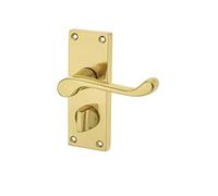 Frelan Hardware Victorian Scroll Door Handle Privacy Set 118mm x 40mm Polished Brass