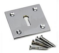 Frelan Jedo Square Keyhole Cover Escutcheon 50mm x 50mm + Screws (Satin Chrome)