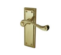 Frelan JG1APB Georgian Rope Edge Scroll Polished Brass Lever Door Handles, Gold