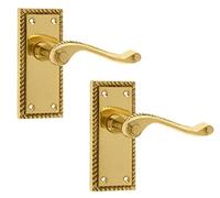 Frelan JG2 Georgian Brass Lever Latch Door Handles 112 x 48mm (2)