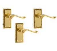 Frelan JG2 Georgian Brass Lever Latch Door Handles 112 x 48mm (3)