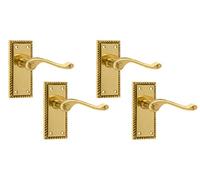 Frelan JG2 Georgian Brass Lever Latch Door Handles 112 x 48mm (4)