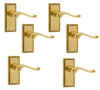 Frelan JG2 Georgian Brass Lever Latch Door Handles 112 x 48mm (6)