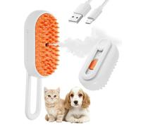 Frelara Cat Steam Brush - 3 in 1 Steamy Cat Brush for Shedding and Massage - Whales Shaped Pet Steam Brush for Cats and Dogs, Removing Tangled and Loose Hair (White & Orange)