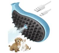 Frelara Cat Steam Brush for Shedding - 3 in 1 Grooming and Massage Brush - Whale Shaped for Dogs, Removing Tangled and Loose Hair (Blue)