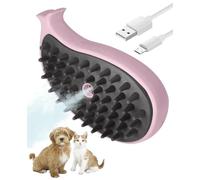 Frelara Cat Steam Brush for Shedding - 3 in 1 Steam Cat Brushes for Grooming and Massage - Whales Shaped Cat Brush with Steam for Dogs, Removing Tangled and Loose Hair(Pink)