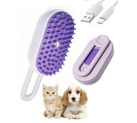 Frelara Cat Steam Brush for Shedding - 3 in 1 Steamy Dog Brushes for Grooming and Massage - Adjustable Cat Brush with Steam for Dogs, Removing Tangled and Loose Hair (Purple)