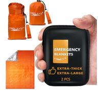 Frelaxy Emergency Blanket 2-Pack/4-Pack, Extra-Thick Extra-Large Space Blankets with Whistles, Storage Pouchs, and EVA case