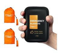 Frelaxy Emergency Blanket 2-Pack/4-Pack, Extra-Thick Extra-Large Space Blankets with Whistles, Storage Pouchs, and EVA case