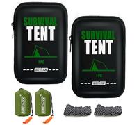 Frelaxy Extra-Thick Emergency Tent, Compact Survival Tent with Whistle, Upgraded Paracord, Storage Pouch, and EVA Case, 2 Person Emergency Shelter for Backpacking, Hiking (Army Green - 2 Pack)