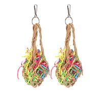 FRELEAN 2Pcs Bird Shredding Toys | Colorful Hanging Foraging Toys for Parrots/Cockatiels/Lovebirds | Ease Boredom & Support Mental Wellness | Secure Hemp Rope & Paper Silk Materials