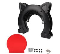 FRELEAN Stainless Steel Cat Door with Grooming Brush | Silent Pet Pass for Indoor Doors | Fish Bone & Cat Ears Style | Universal Fit for All Doors (Black)