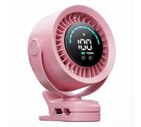 Frelisiy 2026 Ultra Quiet Stroller Fan, 100-Speed 5 Modes LED display 360° Rotatable Clip Fan with Hook for Camping & Pram, Portable Desk Fan Baby Buggy Fan for Travel(Pink)