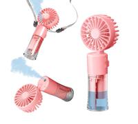 Frelisiy Handheld Misting Fan, Multi-purpose for Portable Mini Mister Neck Fan, 1500mAh Desk Fan, 4 Speed Adjustable, Suitable for Women, Home, Office, Travel (Pink)