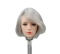 Fremego 1/6 Scale Female Head Sculpt Beauty Anime Girl 2B Sister Gray Hair Head Carving with Eye Mask and Headband for 12inch Female PH TBL Action Figure Body