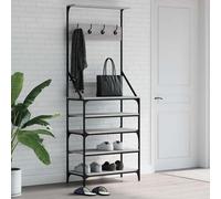 fremont wooden clothes rack with shoe storage in grey sonoma oak
