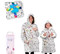 Frenaki Color-Your-Own Blanket Hoodie, DIY Coloring Blankets, Wearable Blanket Animal Prints for Ultimate Relaxation (L)