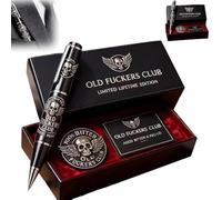 Frenaki Old F*ckers Club Limited Edition Pen, Funny Premium Black Metal Pen with Old Fuckers Club Card and Badge, Bold & Unapologetic Premium Metal Pens, for the Fearless and Seasoned (1pc)