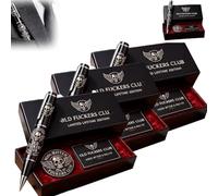 Frenaki Old F*ckers Club Limited Edition Pen, Funny Premium Black Metal Pen with Old Fuckers Club Card and Badge, Bold & Unapologetic Premium Metal Pens, for the Fearless and Seasoned (3pc)