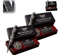 Frenaki Old F*ckers Club Limited Edition Pen, Funny Premium Black Metal Pen with Old Fuckers Club Card and Badge, Bold & Unapologetic Premium Metal Pens, for the Fearless and Seasoned (2pc)