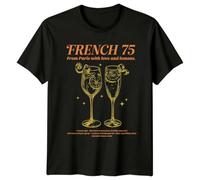 French 75 from Paris with Love and Lemons Cocktails Drinks Mens T Shirt Womens Tee Graphic Unisex Top Cocktail Recipe Mixology Apparel L