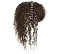 French Air Bangs Synthetic Fibre Hairpiece, Natural Hair Extensions, 3D Curls Hair Extensions for Quick Hairstyle, Natural