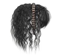 French Air Bangs Synthetic Fibre Hairpiece, Natural Hair Extensions, 3D Curls Hair Extensions for Quick Hairstyle, Natural