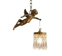 French All-Copper Angel Chandelier 1 Light Luxury - Brass Crystal Decorat Hanging Light Bar Cafe Bar Bedroom Porch Hanging Lamp Adjustable Lighting Fixtures ，Ceiling Lighting