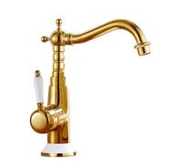 French All-Copper Faucet, countertop Basin, Kitchen hot and Cold Sink Mixer, Gold Ceramic Low