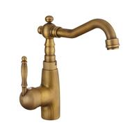 French All-Copper Gold Ceramic countertop Basin Kitchen hot and Cold Sink Faucet, Antique Low Model
