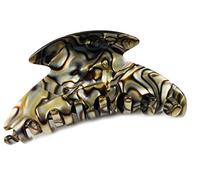 French Amie Smooth Onyx Silver Grey Medium Handmade Celluloid Jaw Hair Claw Clip Clamp Clutcher