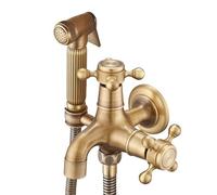 french antique all-copper 4-point washing machine faucet one in two out dual-purpose 6-point quick-open single cold water faucet, dual-purpose faucet with spray gun