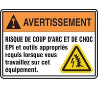 French Arc Flash And Shock Hazard ANSI Warning Sign, Aluminum 7" x 10", Made in USA - AccuformNMC, FRMELC359VA