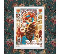 French Art Nouveau Vintage Illustration Coffee Wall Art Photo Picture Print Poster (A3 Framed - White Frame)