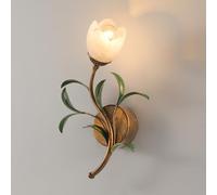 French Art Wall Light Fixture Vintage Branches Leaves Design Wall Sconce, Shade in Clear Crystal/Frost Glass, Mid Century Floral Home Decor Wall Lamp Antique Imitation Rust Metal Sconces