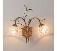 French Art Wall Light Fixture Vintage Branches Leaves Design Wall Sconce, Shade in Clear Crystal/Frost Glass, Mid Century Floral Home Decor Wall Lamp Antique Imitation Rust Metal Sconces