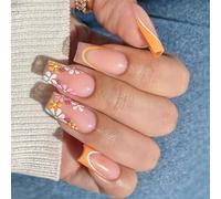 French artificial nails with stylish press 24% stylish pressed strawberry and flower design on nails