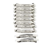 French Barrette Clips, 8cm Silver-Toned Hair Grips for Women, Decorative Automatic Spring Snap Hair Slides, 10 Pcs