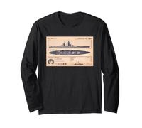 French Battleship Richelieu BB-15 WW2 Recognition Diagram Long Sleeve T-Shirt