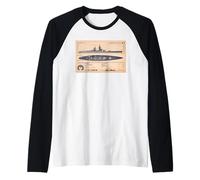 French Battleship Richelieu BB-15 WW2 Recognition Diagram Raglan Baseball Tee