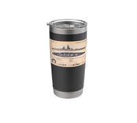 French Battleship Richelieu BB-15 WW2 Recognition Diagram Stainless Steel Insulated Tumbler