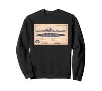 French Battleship Richelieu BB-15 WW2 Recognition Diagram Sweatshirt