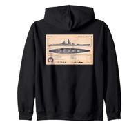 French Battleship Richelieu BB-15 WW2 Recognition Diagram Zip Hoodie