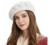 French Beret Women Winter Warm Wool Blend Beret Hat with Cashmere Feel Soft Stretchable Slouchy Unbrimmed Beanie Classic Berets UK Timeless Parisian Chic Style (UK, Alpha, One Size, White)