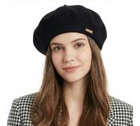 French Beret Women Winter Warm Wool Blend Beret Hat with Cashmere Feel Soft Stretchable Slouchy Unbrimmed Beanie Classic Berets UK Timeless Parisian Chic Style (UK, Alpha, One Size, Balck)